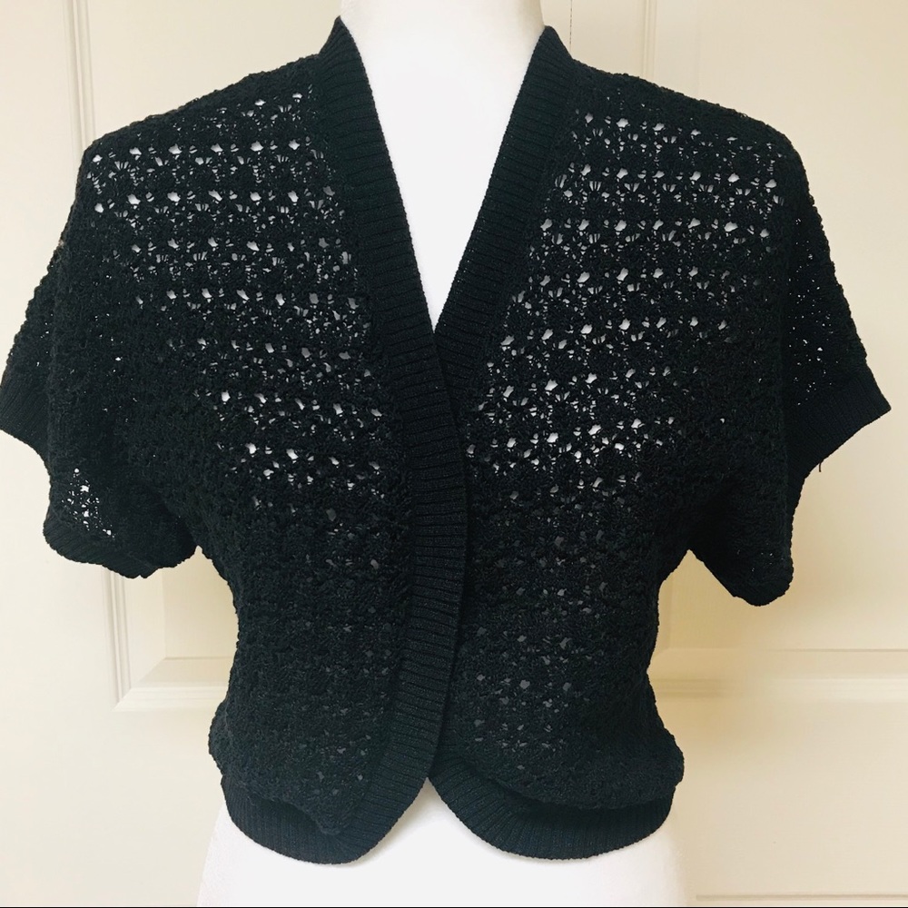 😎 Alfani Black Lacy Knit Shrug